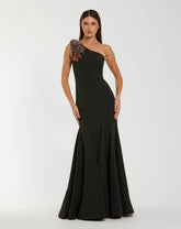 Black One-Shoulder Mermaid Gown with Beaded Shoulder