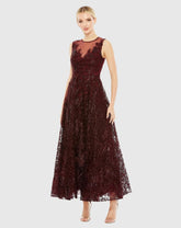 Red Embroidered High Neck Sleeveless Dress