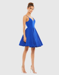 Blue Low Back A-Line Party Dress