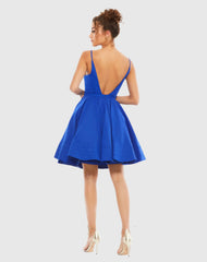 Blue Low Back A-Line Party Dress