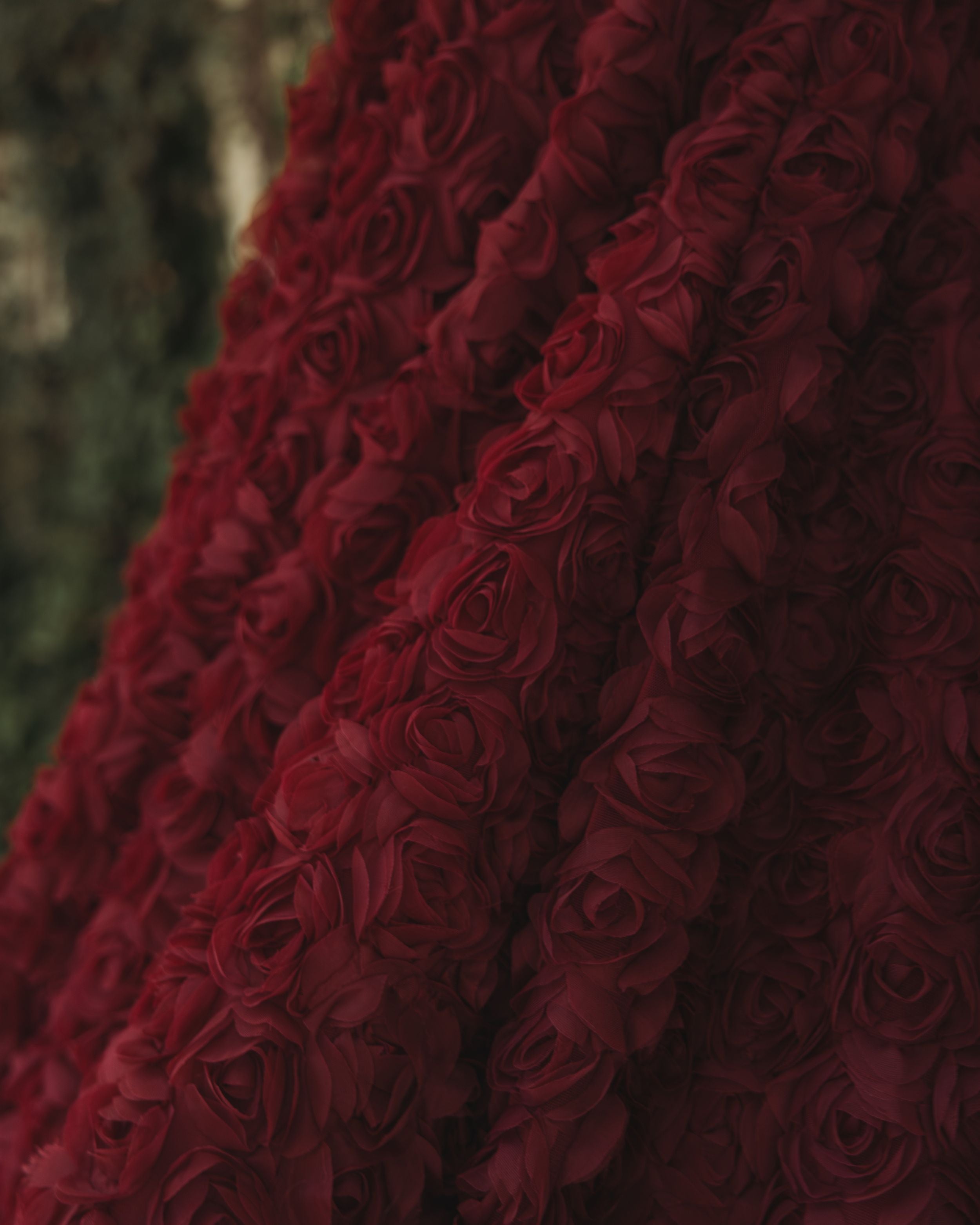 Red One Shoulder Rosette A Line Midi Dress with 3D Flower