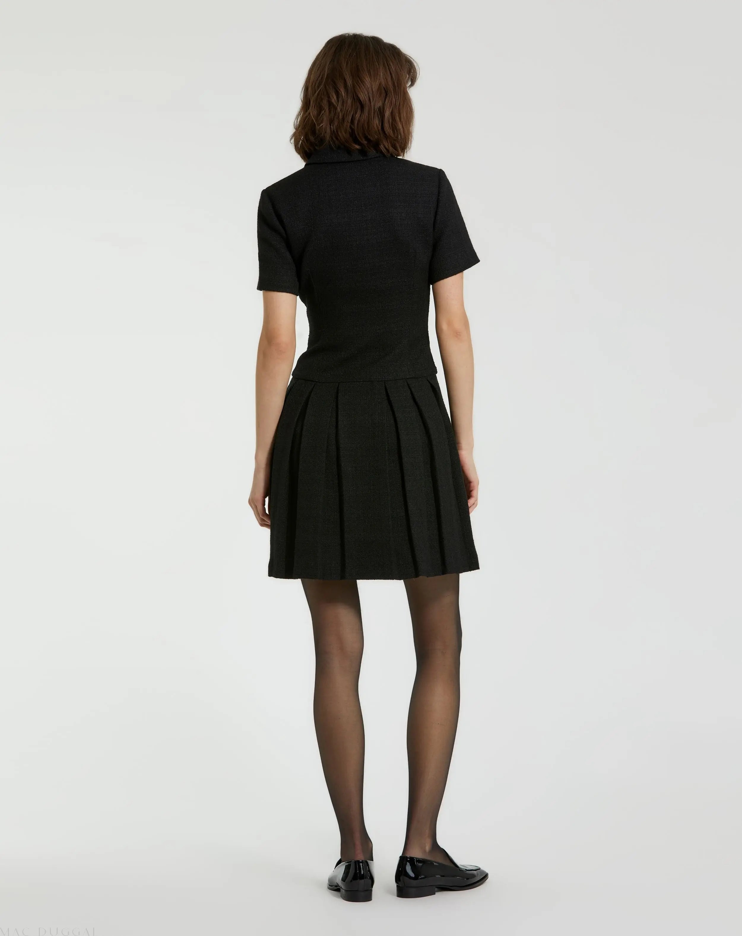 Black Tweed Short Sleeve Blazer Mini Dress