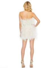 White Feather Strapless Mini Dress -Final Sale