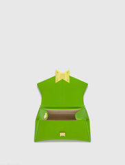 Green Angular Mini Leather Handbag With Gold Hardware