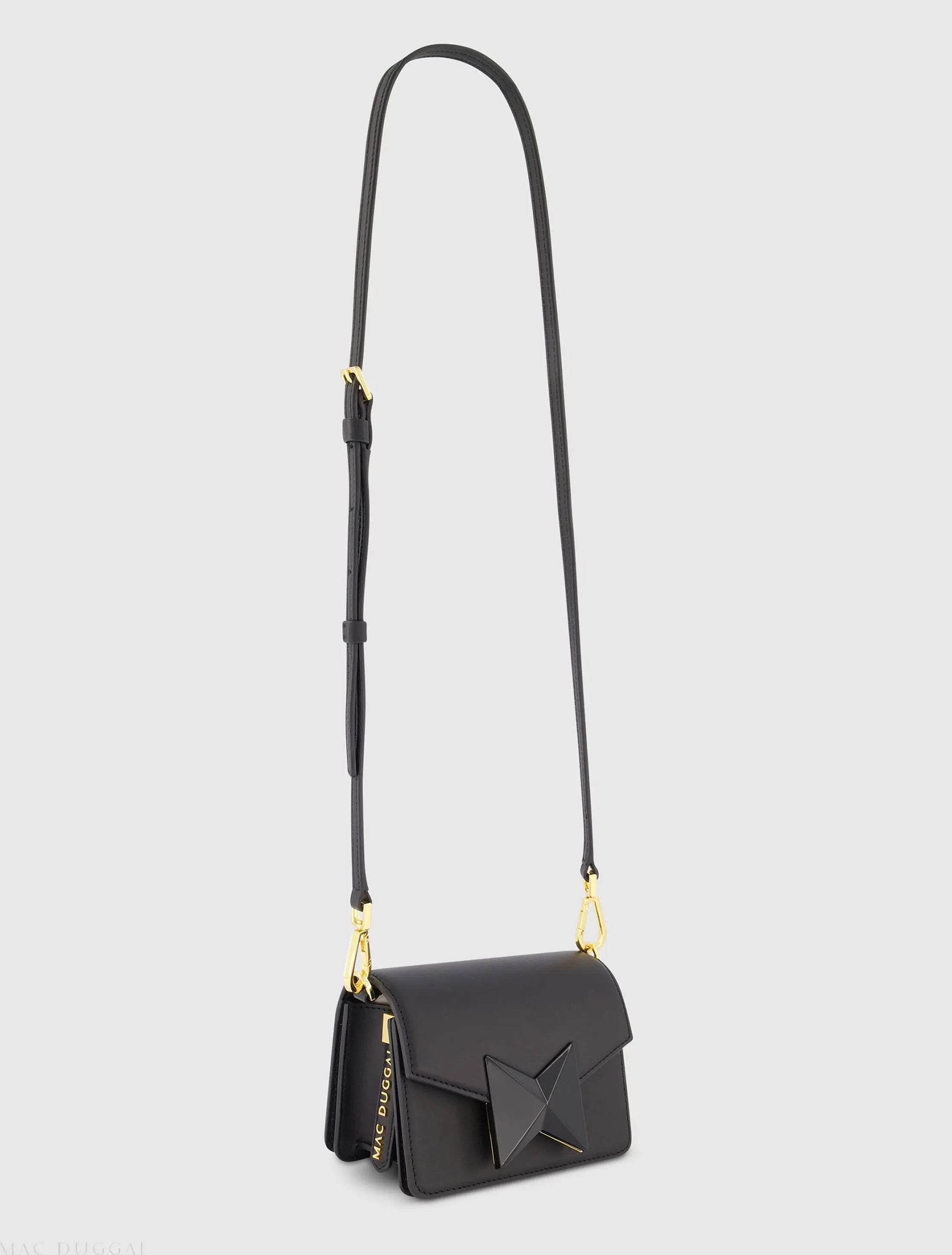 Black Mini Leather Tone On Tone Crossbody Bag - FINAL SALE