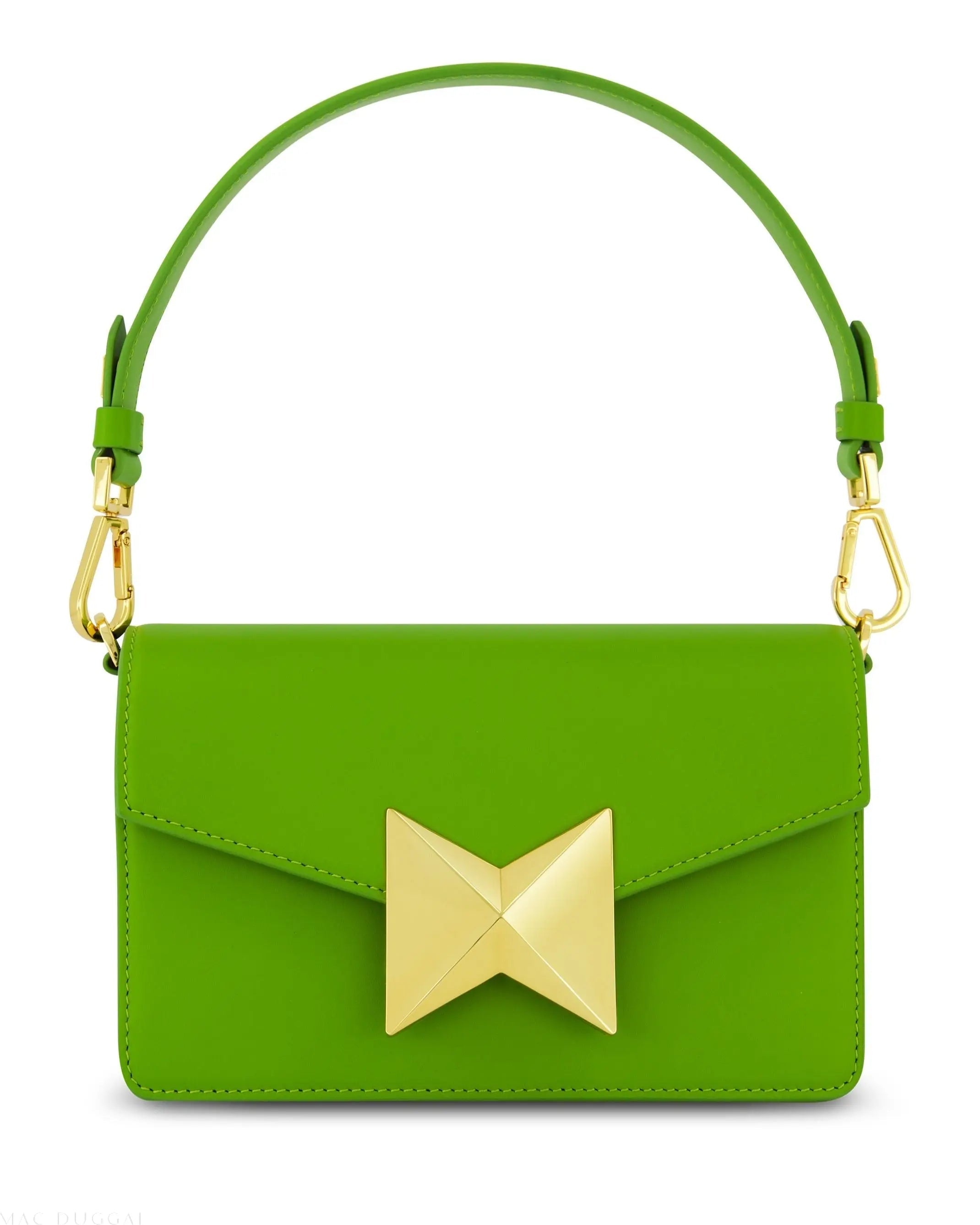Green Mini Leather Shoulder Bag With Gold Hardware