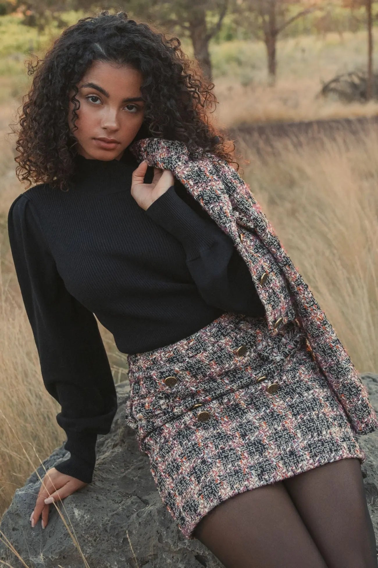 Black Ribbed Knit Balloon Sleeve Turtle Neck Sweater - FINAL SALE