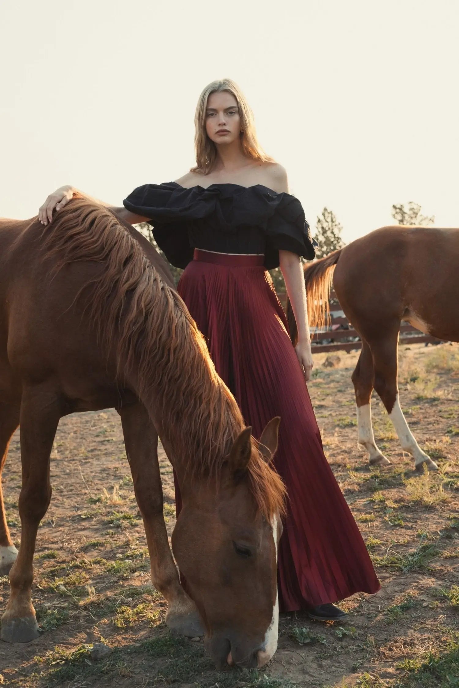 Black Faille Off The Shoulder Bustier Ruffle Top - FINAL SALE