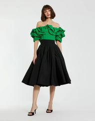 The Bubbly Black Faille High Waisted Midi Full Circle Skirt