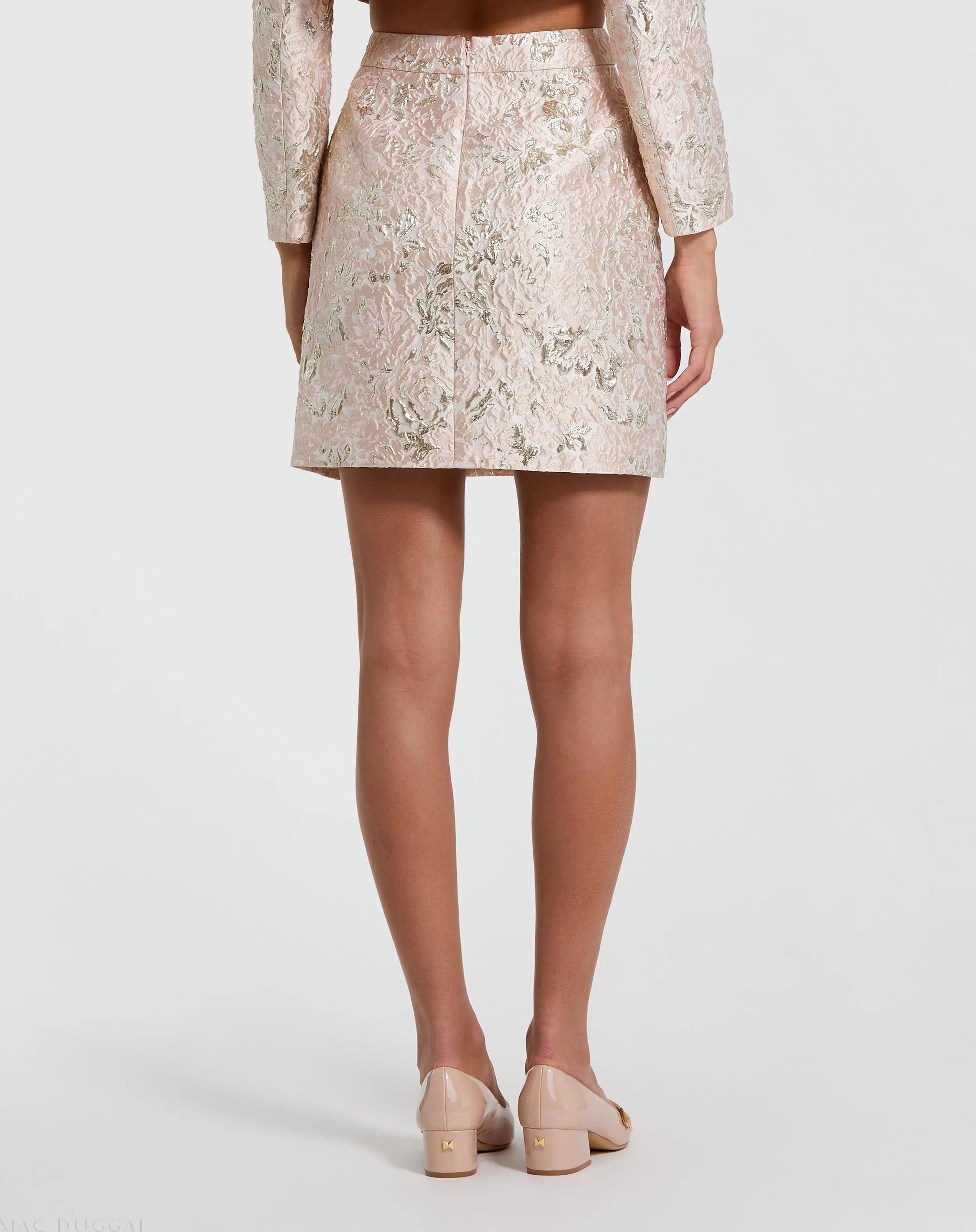 Pink Brocade Mini Skirt